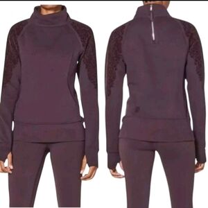 Lululemon Sweatshirt Velvet Floral Womens Size 12 Black Cherry Sweater